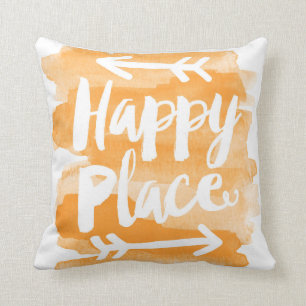 Glücklicher Platz - orange Kissen