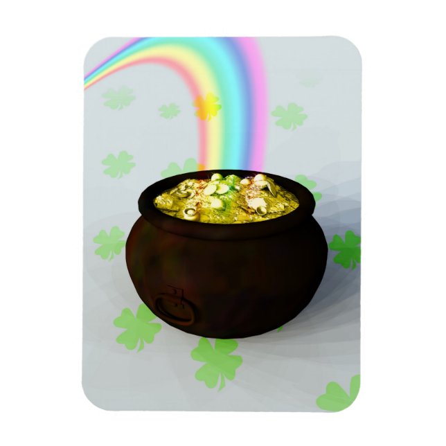 Glücklicher Pot aus Gold Magnet (Vertikal)