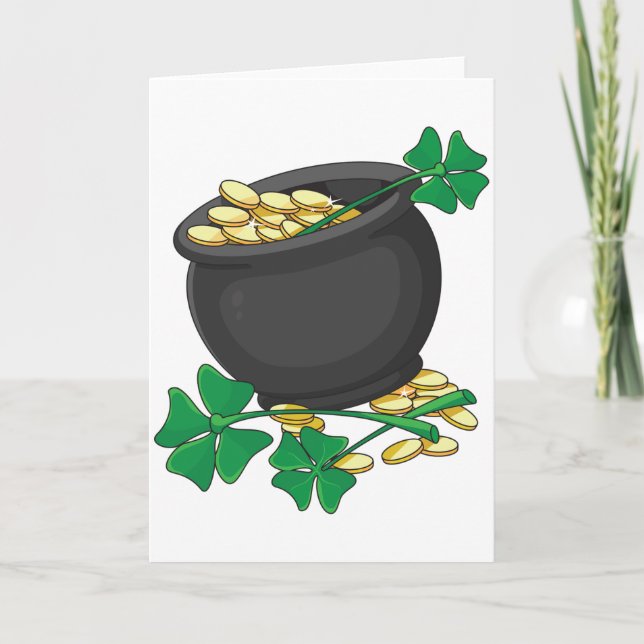 Glücklicher Pot von Gold Grußkarten Karte (Vorderseite)