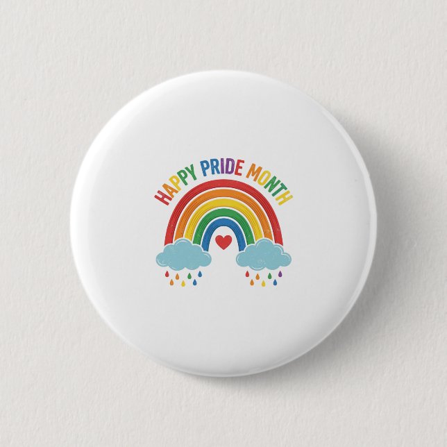 Glücklicher Pride Monat Regenbogen Vintage Gravur  Button (Vorderseite)