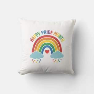 Glücklicher Pride Monat Regenbogen Vintage Gravur  Kissen