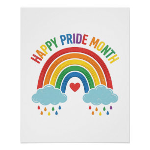 Glücklicher Pride Monat Regenbogen Vintage Gravur Poster