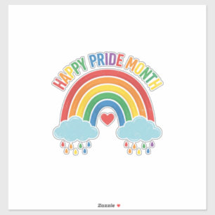 Glücklicher Pride-Monat Regenbogen-Vintage-Stich-D Aufkleber