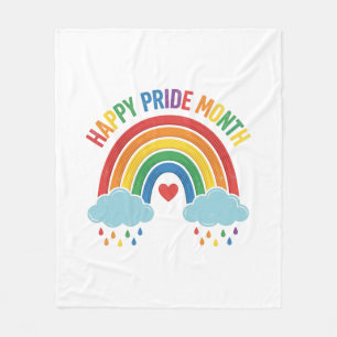 Glücklicher Pride-Monat Regenbogen-Vintage-Stich-D Fleecedecke