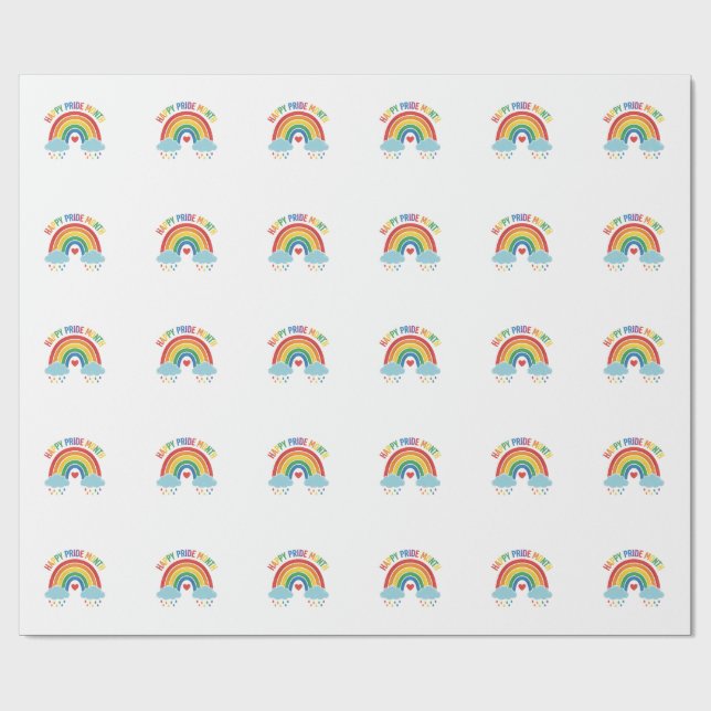 Glücklicher Pride-Monat Regenbogen-Vintage-Stich-D Geschenkpapier (Flach)