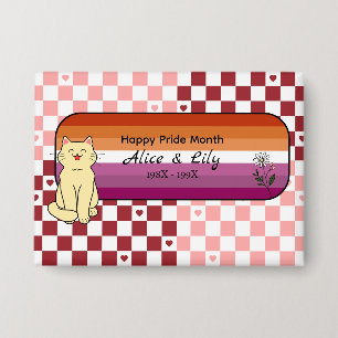 Glücklicher Pride Monat Süße Katze Sonnenuntergang Button