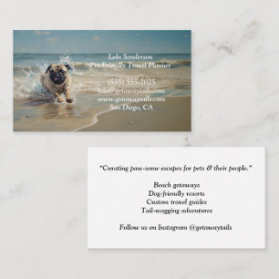 Glücklicher Pug am Strand anpassbar Visitenkarte