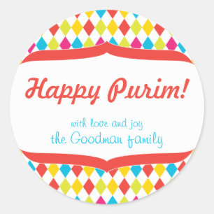 Glücklicher Purim Geschenk-Umbau Runder Aufkleber