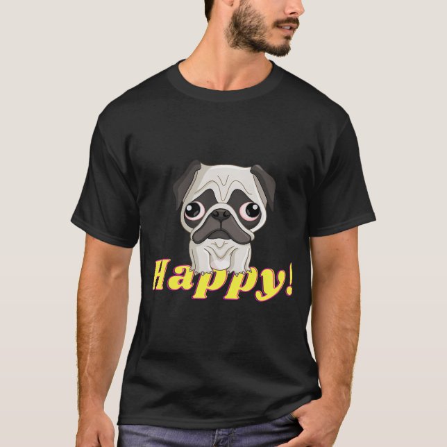 Glücklicher Regenbogen-Mops T-Shirt (Vorderseite)