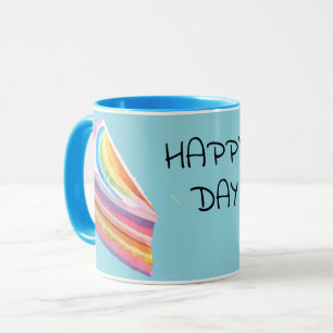 Glücklicher Regenbogenkuchen Tasse