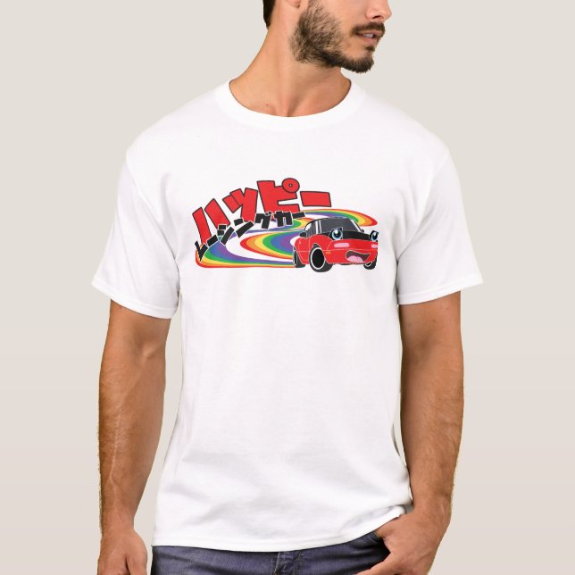 "Glücklicher Rennwagen" Miata T-Shirt (Vorderseite)
