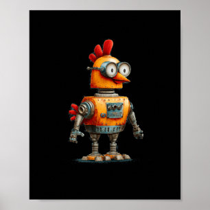 Glücklicher Robot Chicken Mit Ai Für Intelligente Poster