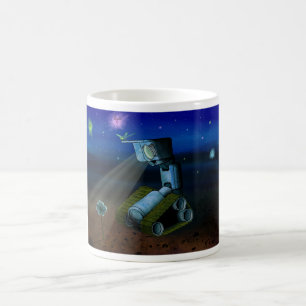 Glücklicher Roboter und Glühwürmchen Kaffeetasse