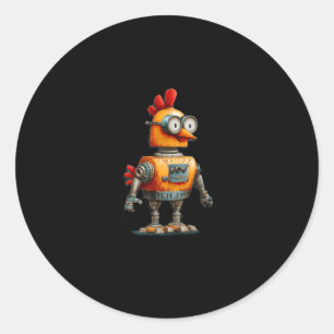Glücklicher Roboterhahn mit KI für Liebhaber intel Runder Aufkleber