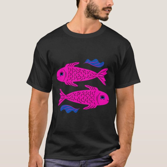 Glücklicher Rosa Fisch T-Shirt (Vorderseite)