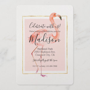 Glücklicher rosa Flamingo Geburtstag Einladung