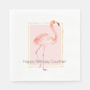 Glücklicher Rosa Flamingo Geburtstag Serviette