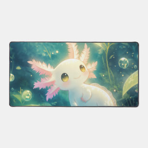 Glücklicher Rosa Kiemen Axolotl Leuchtender Teich Schreibtischunterlage
