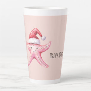 Glücklicher Rosa Seestern Weihnachtsmannmütze Milchtasse