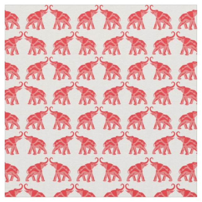 Glücklicher roter Elefant Stoff (Nahaufnahme)