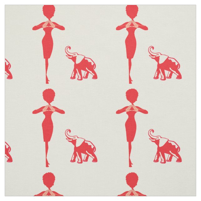 Glücklicher Roter Elefant Stoff (Muster)