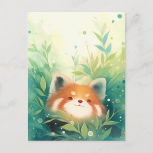 Glücklicher Roter Panda im grünen Garten Postkarte
