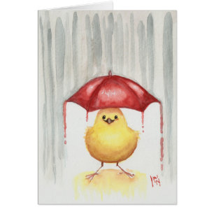 Glücklicher roter Regenschirm