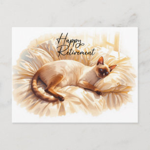 Glücklicher Ruhestand für Katzenliebhaberin Katzen Postkarte