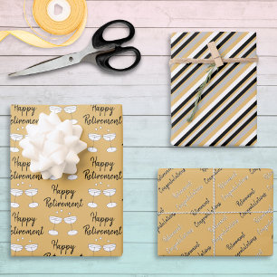 Glücklicher Ruhestand Gratulations Muster Set 3 Geschenkpapier Set
