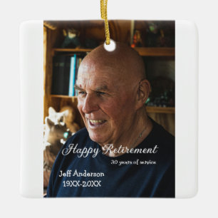 Glücklicher Ruhestand Name Foto Jahre des Dienstes Keramikornament