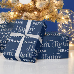 Glücklicher Ruhestand Weiße Glitzernde Retro-Typog Geschenkpapier