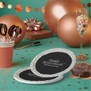 Glücklicher Ruhestand Weiße Glitzernde Retro-Typog Pappteller
