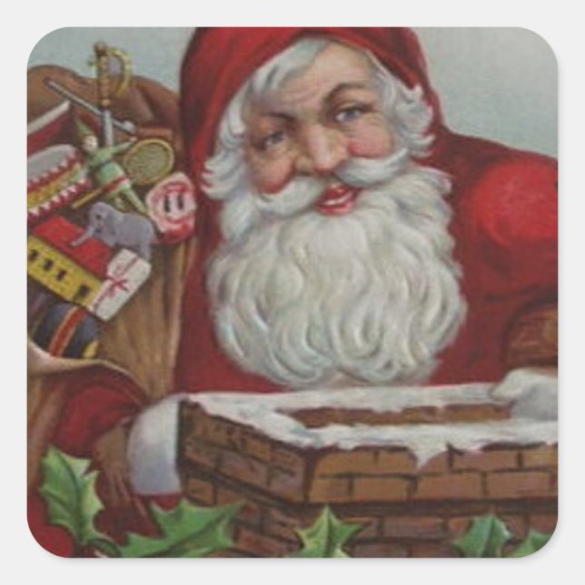Glücklicher Sankt-Weihnachtsaufkleber Quadratischer Aufkleber (Vorderseite)