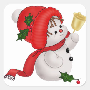 Glücklicher Schneemann-Aufkleber Quadratischer Aufkleber