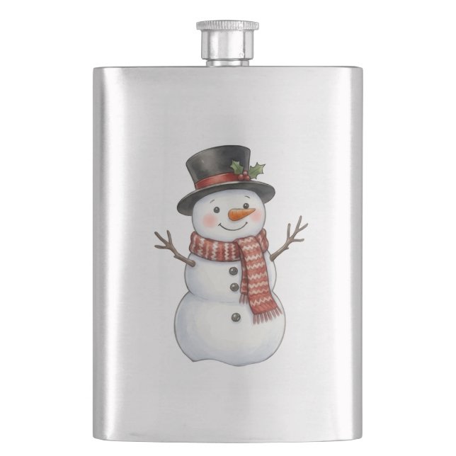 Glücklicher Schneemann  Flachmann (Vorderseite)
