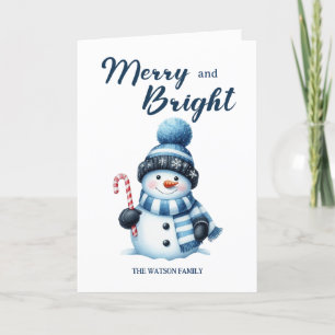 Glücklicher Schneemann Frohe Weihnachten Navy Weiß