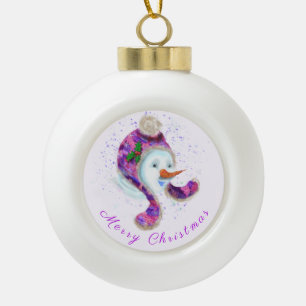 Glücklicher Schneemann Weihnachtsbaumanhänger Keramik Kugel-Ornament