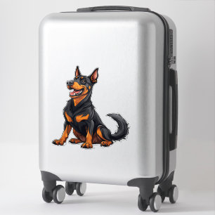Glücklicher Schwarz-Tan-Hund Aufkleber