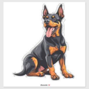 Glücklicher Schwarz-Tan-Hund Aufkleber