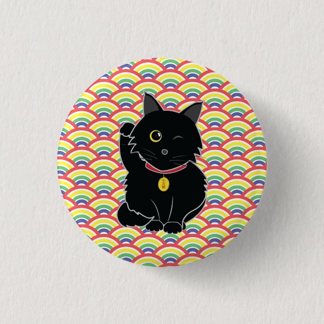 Glücklicher schwarze Katzen-Zelda-Knopf Button (Vorderseite)