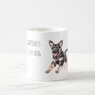 Glücklicher schwarzer Cremehund Kaffeetasse