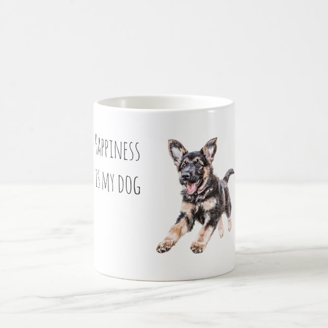 Glücklicher schwarzer Cremehund  Kaffeetasse (Mittel)