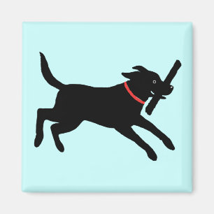 Glücklicher schwarzer laufender schwarzer Labrado Magnet