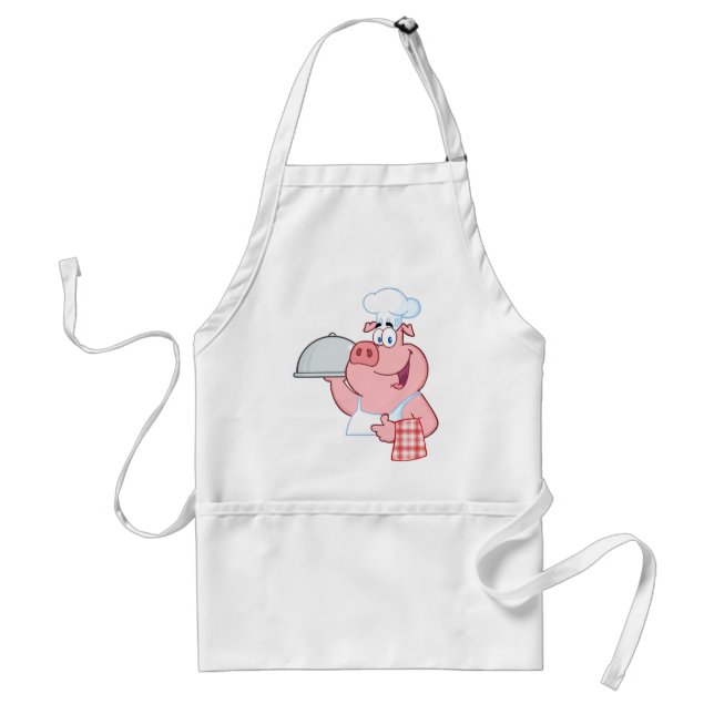 Glücklicher Schwein-Koch, der ein Schürze (Vorne)