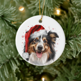 Glücklicher Sheltie-Hund Weihnachten Personalisier Keramik Ornament