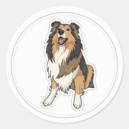 Glücklicher Sheltie Runder Aufkleber