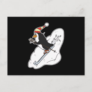 glücklicher Skifahrender Pinguin Postkarte