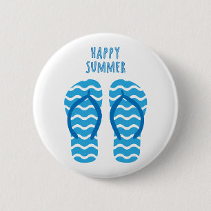 Glücklicher Sommer-Button mit Flip Flops Button