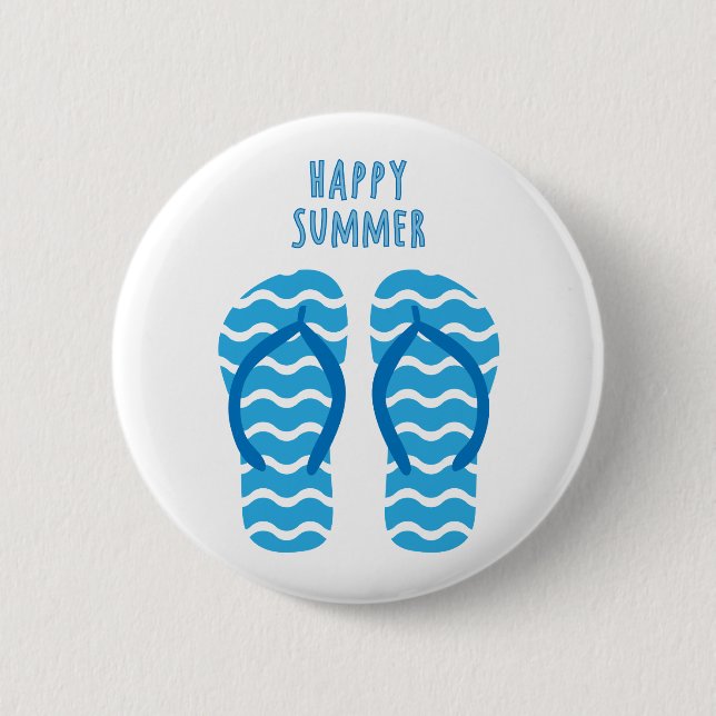Glücklicher Sommer-Button mit Flip Flops Button (Vorderseite)