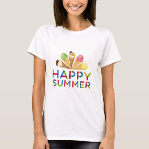 Glücklicher Sommer und Eiscreme T-Shirt